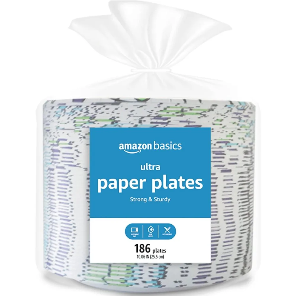 Ultra Paper Plates, 10.06 Inch, Disposable, 372 Count (2 pack of 186),Disposable Plates