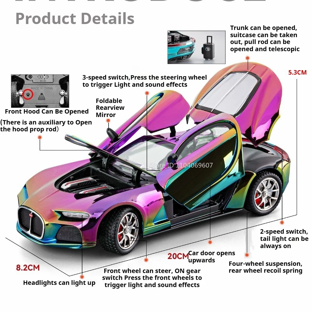 1:24 Atlantic SLR Auto's Legering Modellen Diecast Speelgoed Wiel Trek Miniatuur Supercar Deuren Geopend Voertuigen Kind Volwassen Cadeautjes