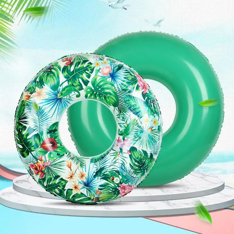 Adults Swimming Ring Inflatable Pool Float 90cm Leaf Print Swim Tube Water Play Swimming Pool Toys For Teen Kids Swimming Circle