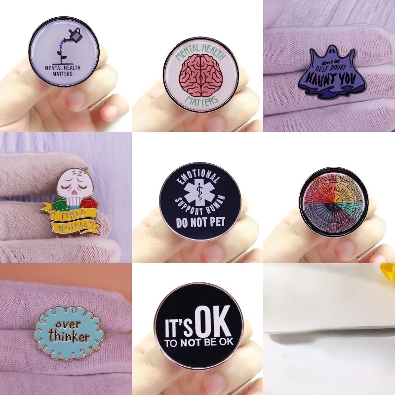 Perfect Quality It Is Ok Not To Be Ok Enamel Pin Mental Health Awareness Badge Depression Suicide Prevention Lapel Pin Wholesal