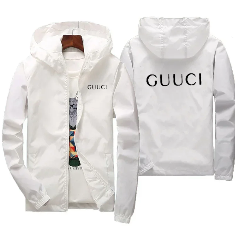 

New Spring and autumn trend men's hooded casual jacket Outdoor zipper waterproof warm large size men's and women's coat