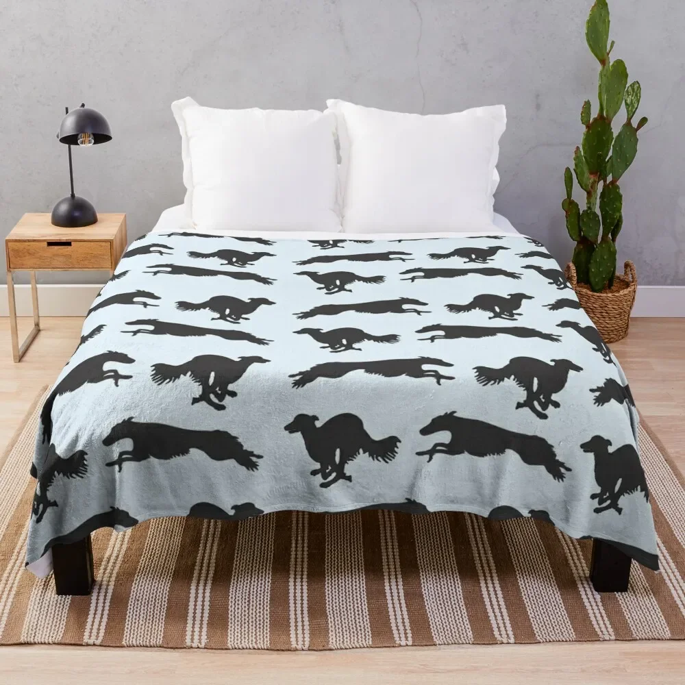 

Silken Windhounds Racing Silhouette Throw Blanket Cozy Light Blanket for Travel Camping Picnic