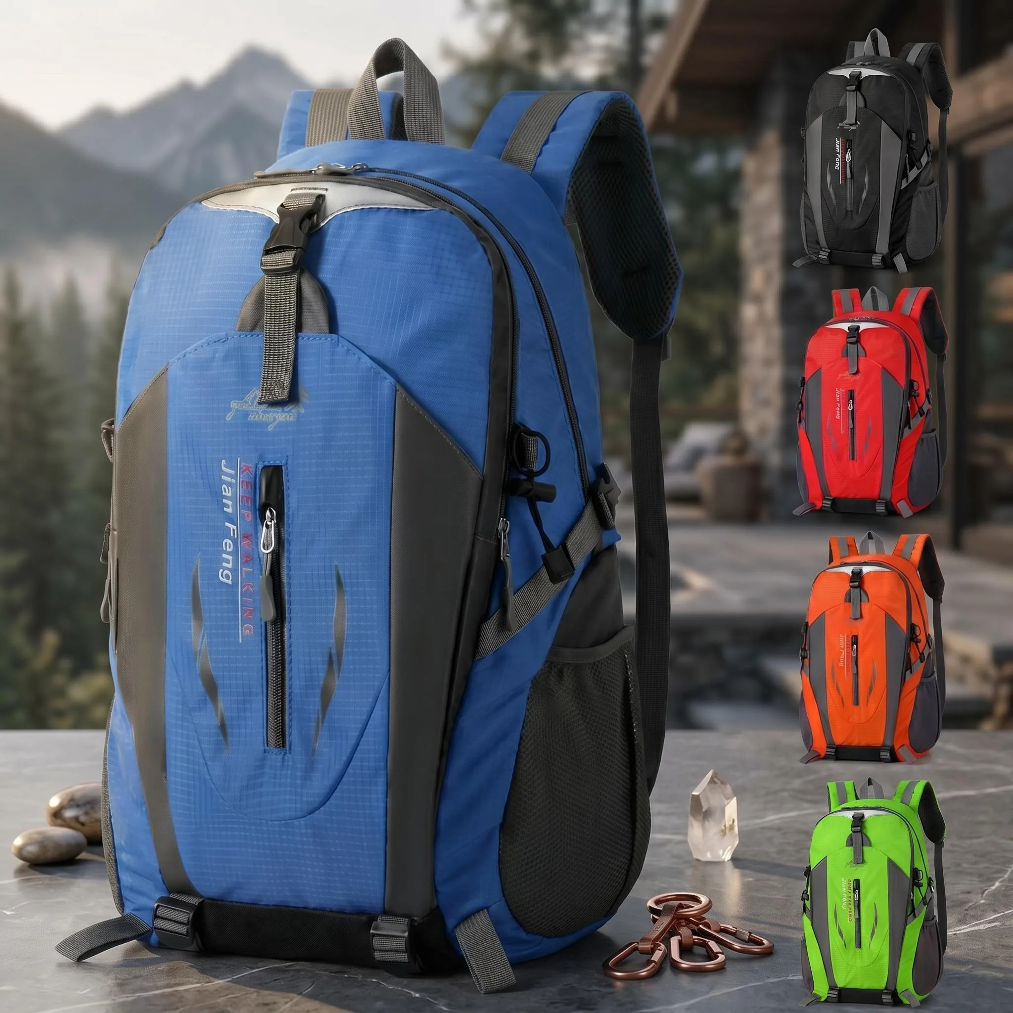 Image of Outdoor-Wanderrucksack, wasserabweisend, aus Oxford-Gewebe, strapazierfähig, lässiger Tagesrucksack, große Kapazität, Reise- und Campingrucksack für Männer und Frauen