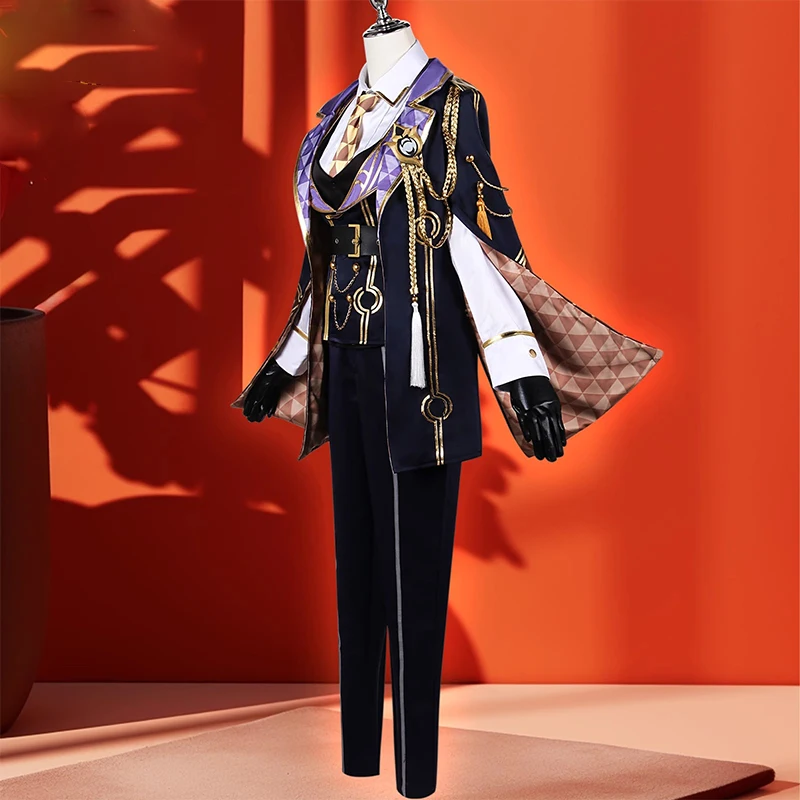 ROLECOS Game Honkai Star Rail Topaz Cosplay Costume Ten Stonehearts Topaz Men Suit Halloween Party Uniform With Hat