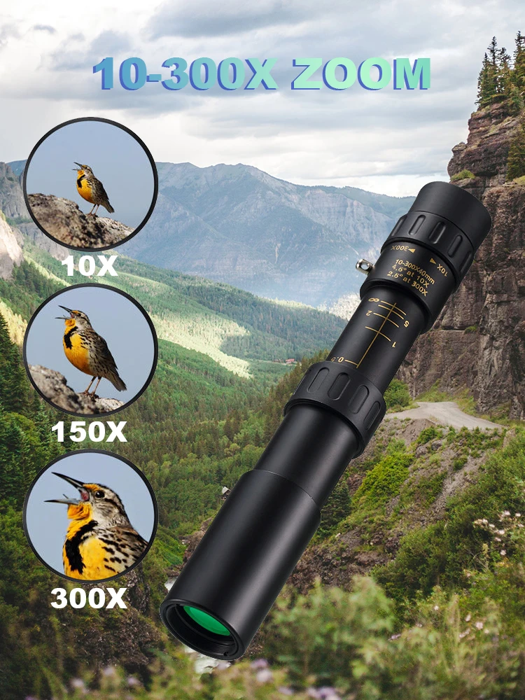 Military Metal 10-300X Zoom HD Powerful Binoculars Long Range Portable High Quality Professional Telescope Monocular for Hunting