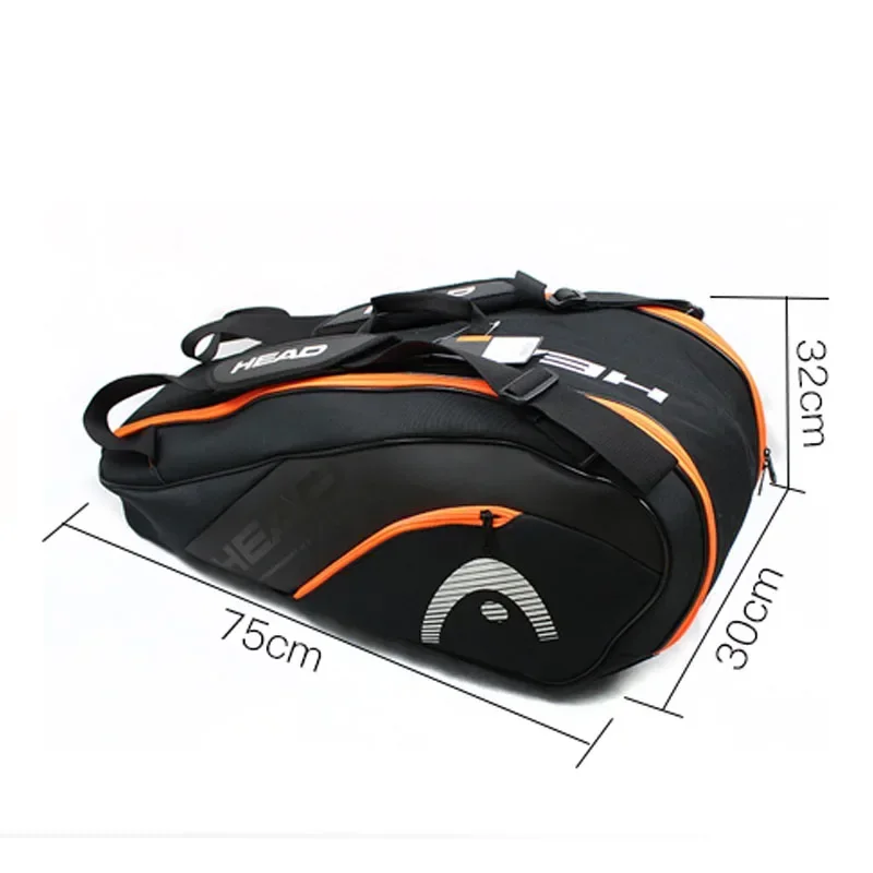 HEAD Borsa per racchette da tennis 6 pezzi Borsa sportiva con guscio rigido Grande capacità 9 Racchette da badminton Zaino Uomo Donna Tenis Squash