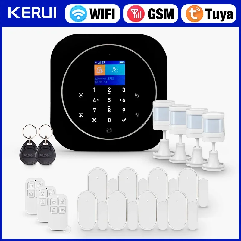 KERUI G12 Wireless Home Alarms System Wireless WiFi Home Security System with Door and Motion Sensor Smart Life App Control