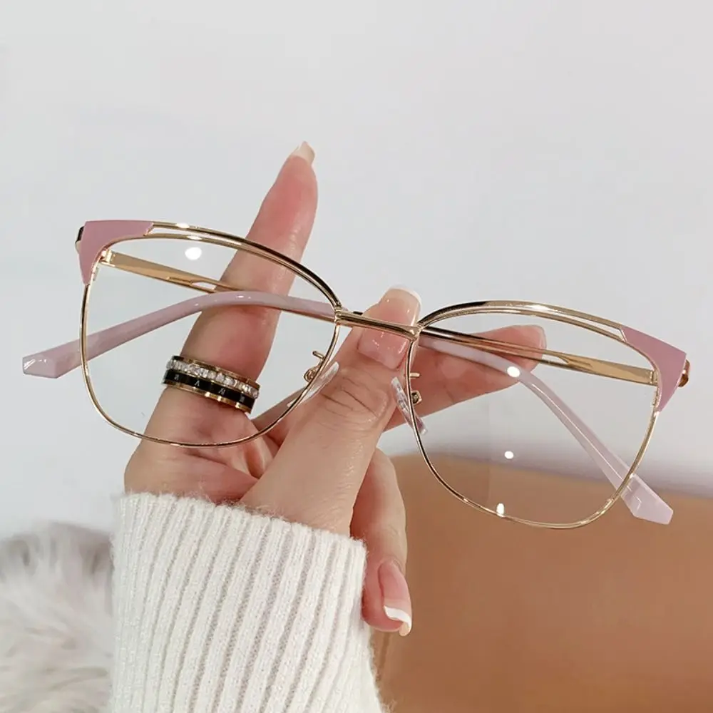 

New Lightweight Anti Blue-lay Eyewear Alloy Costume Accessory Cat Eye Glasses HD Thin-frame Women Plain Glasses Daily