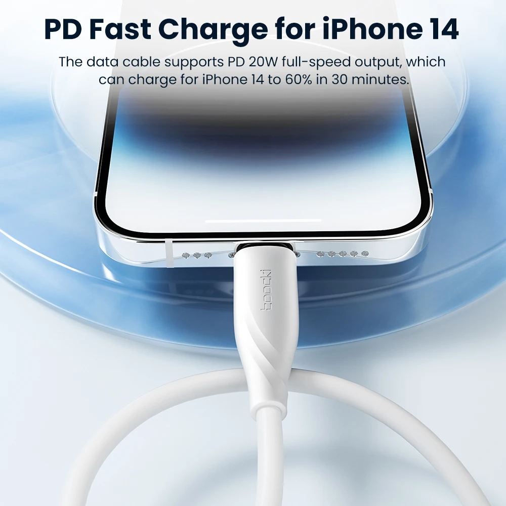 Toocki 20 واط USB C كابل الإضاءة آيفون 14 13 12 برو ماكس باد شحن سريع نوع C إلى الإضاءة شاحن الحبل آيفون X XR #5