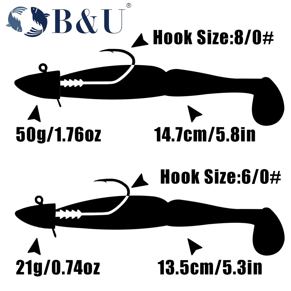 B&U Jig Head cabeza de pez con púas – Anzuelos para vinilo - imagen 5