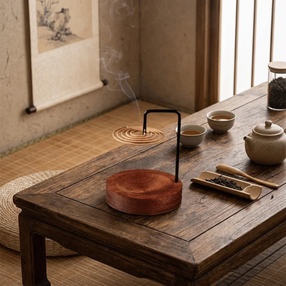 Wooden Incense Stick Stand Minimalist Tea Ceremony Upside-Down Incense Holder Decorative Zen Style Coil Holder Meditation Space
