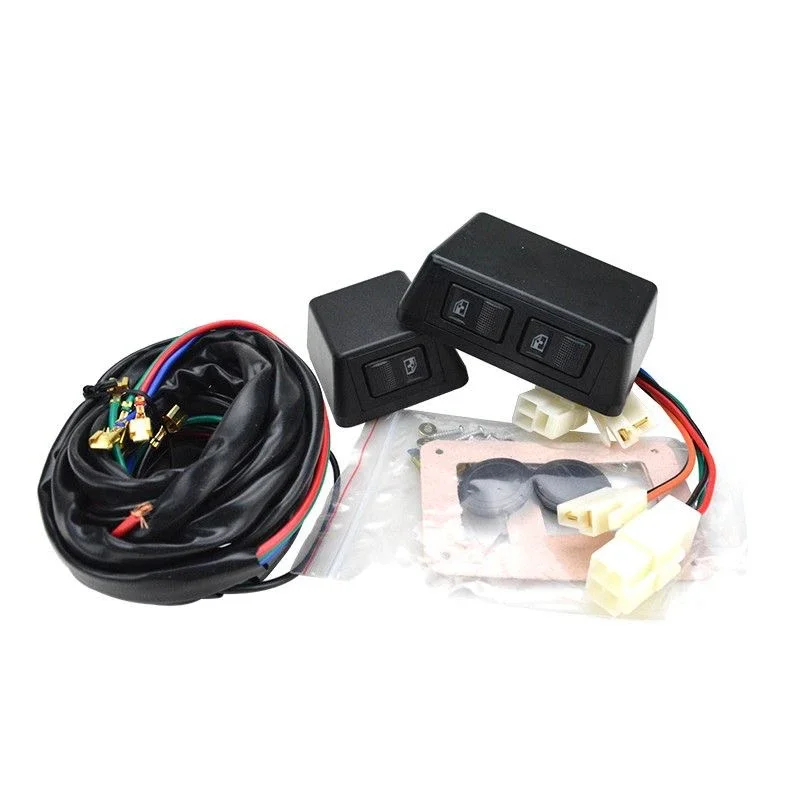 Car Universal Window Lift Assembly Four Door Refit Kit Driver Master Control Switch Wire Harness Front Rear Door Power Button