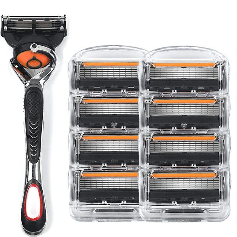 Maquinilla de afeitar de 5 capas para hombre, afeitadora eléctrica para cara masculina, recortador de pelo y barba, cuchillas de 5 capas, recambios de repuesto, soporte para maquinilla de afeitar
