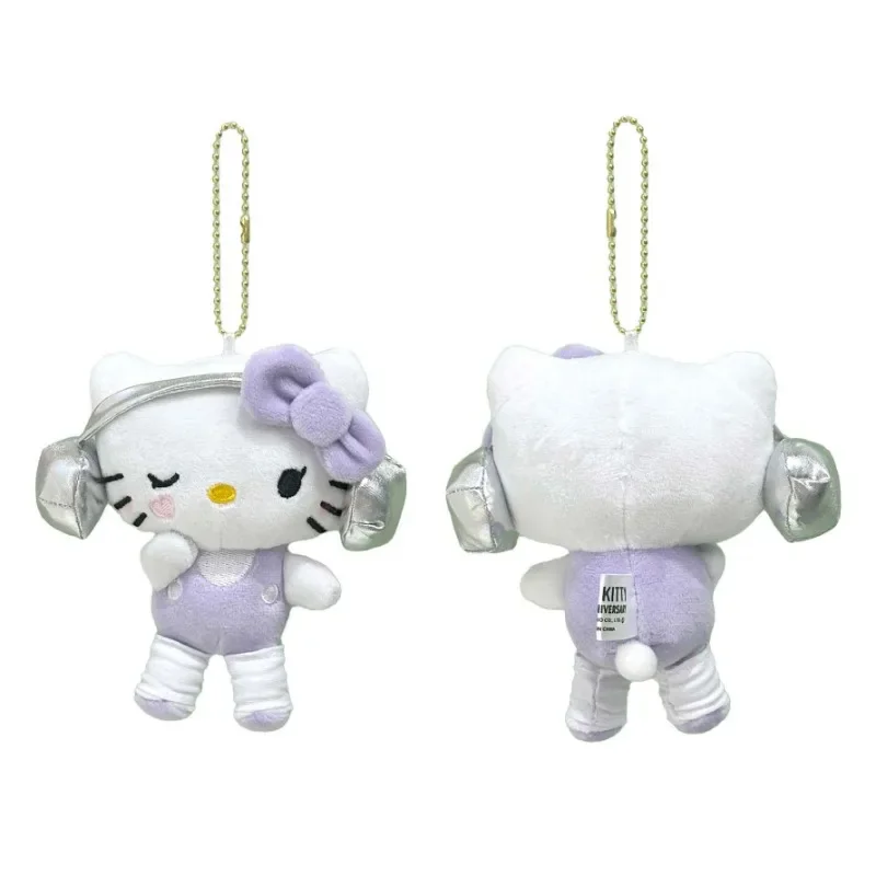 10cm Cute Cat Anime Kawaii New Purple HelloKitty Headphone Bag Pendant Sanrios PP Cotton Plush Doll Toy Keychain Decoration Gift