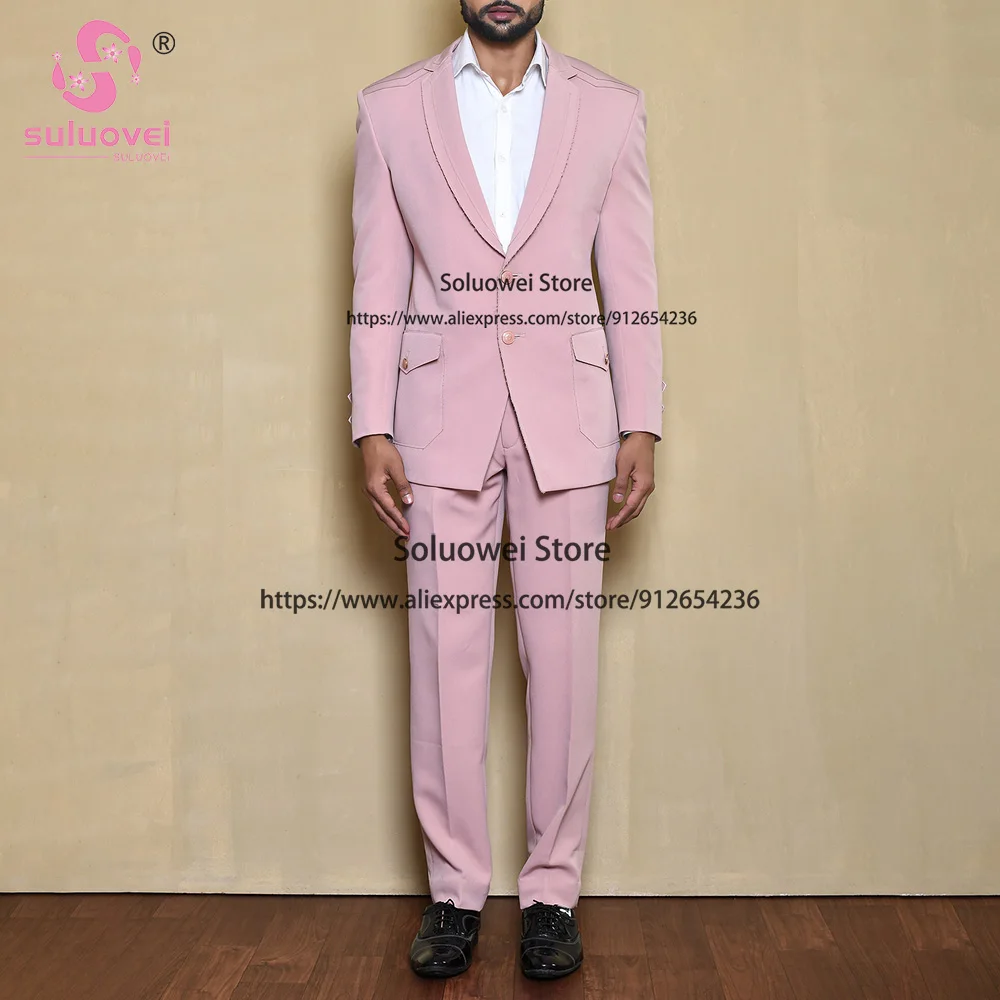 Ternos de alta qualidade para homens, slim fit, moda 2 peças, jaqueta, calças, conjunto formal, noivo, festa de casamento, banquete, smoking, novia