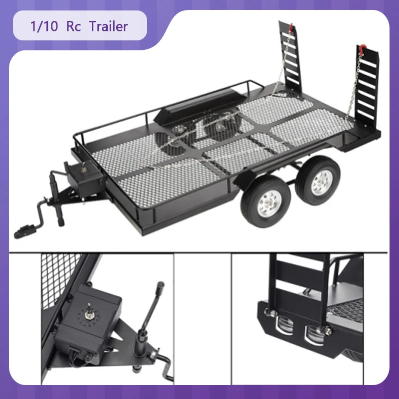 

Trx4 Km2 D90scx10/90046/Axi03007/Gen8 1/10 Радиоуправляемый прицеп с двойной осью, металлический прицеп, альпинистский автомобиль, гусеничный тяжелый внедорожник
