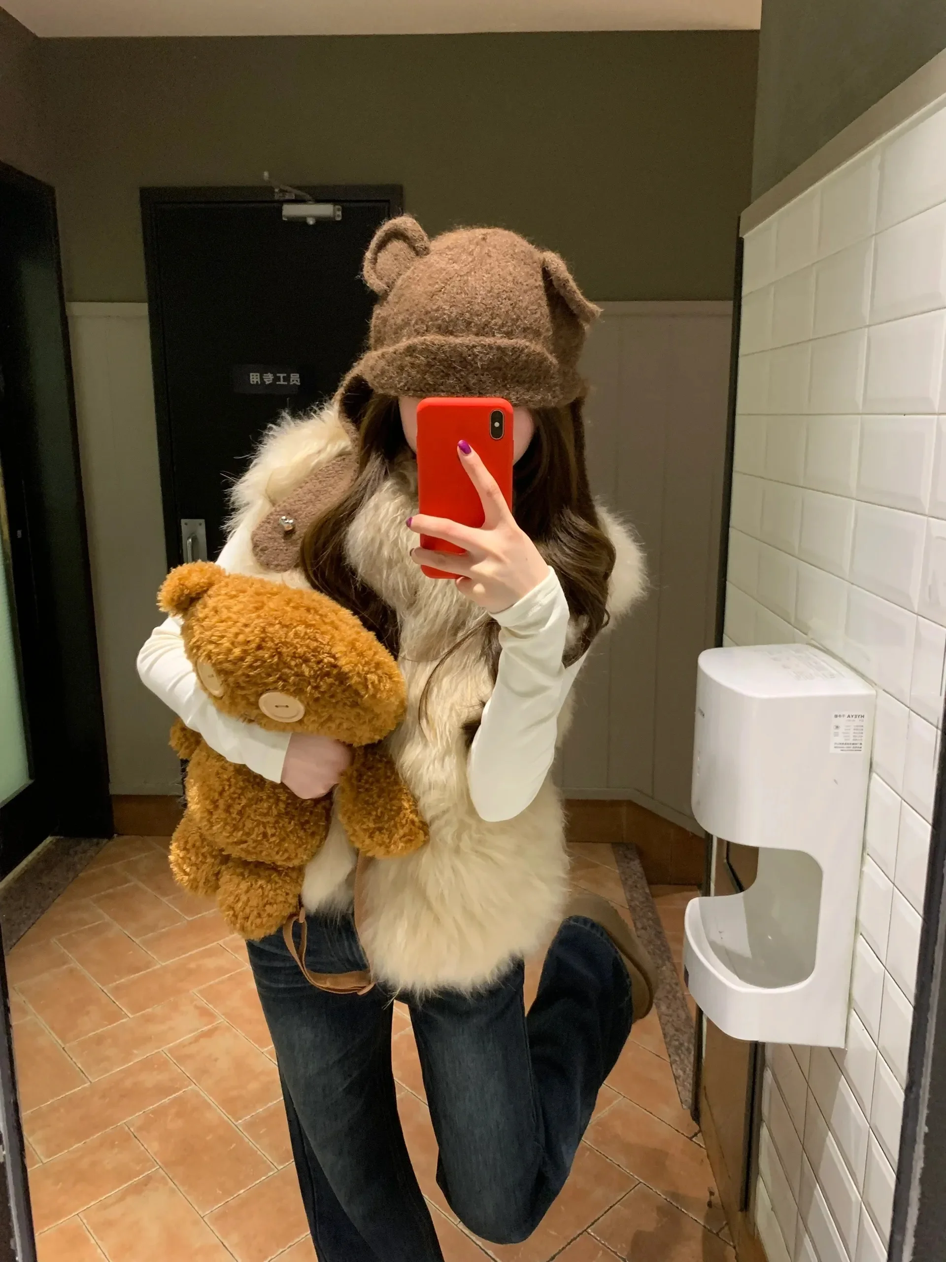 Veste en laine d'agneau grande taille femme Sport étudiant Style Anti-gel bouton à travers les détails fantaisie Vintage collège toile de Baseball