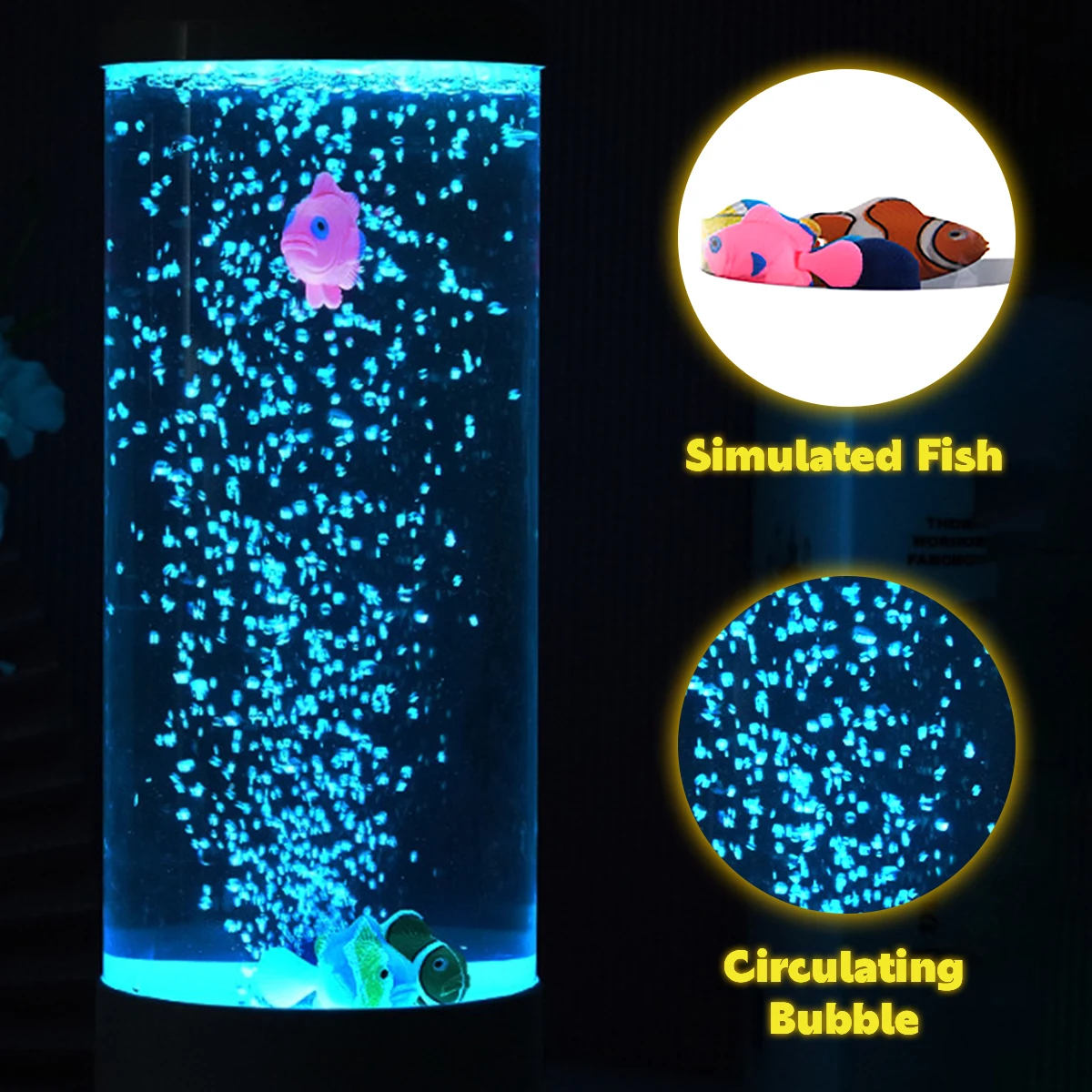 LED Fish Lamp Kit Multi-Color Changing Aquarium Tank Night Light Decorative Simulated Fish Bubble Home OfficeLiving Room
