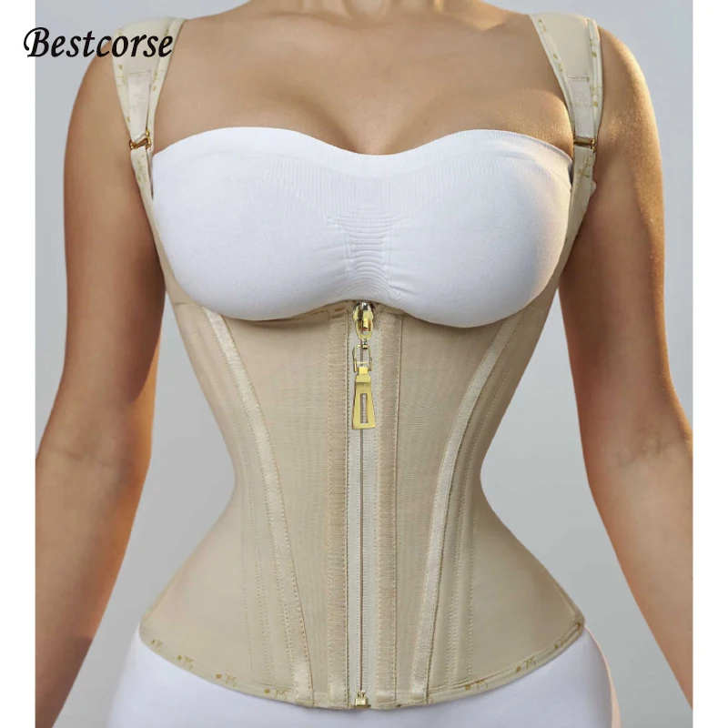 

Hourglass Latex Corset Waist Trainer Vest Girdle Body Shaper Slim Waist Tummy With 13 Steel Boned Zipper Back Support Plus Size