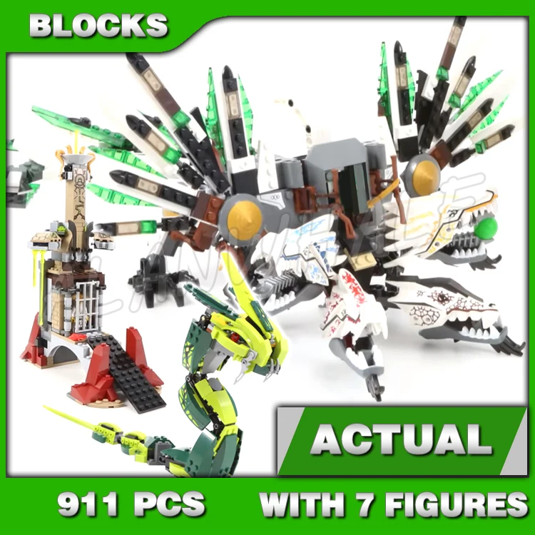 911pcs Shinobi 4-headed Ultra Epic Dragon Battle Snake Prison Devourer 9789 Building Block Toys Compatible With Model