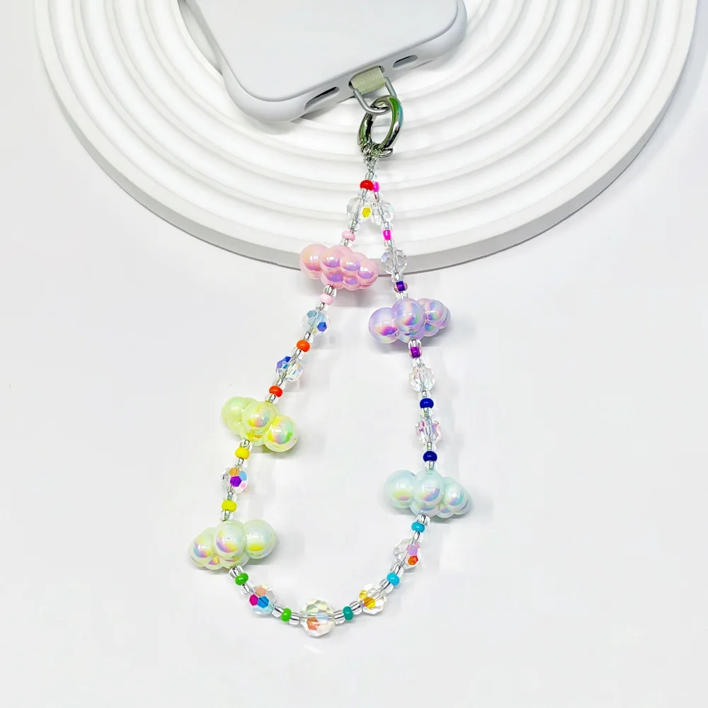 HERLOOK Handmade Colorful Cloud Beaded Phone Strap Sweet Iridescent Cloud Bead Phone Charm Lanyard Cute Y2K Style view 4