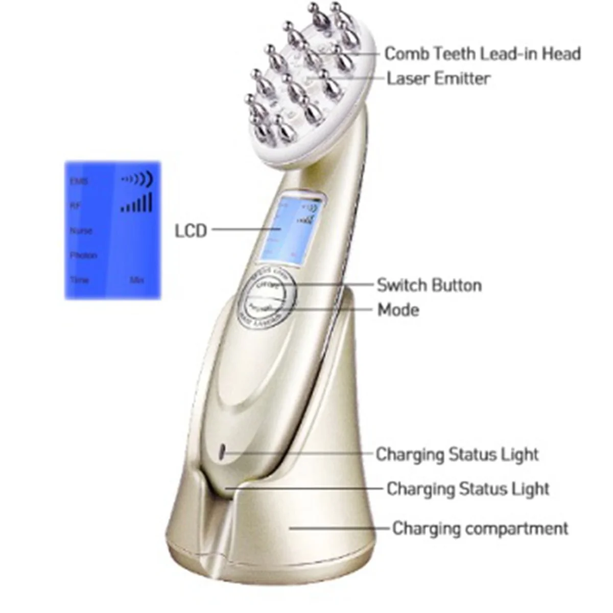 Infrared EMS Radio Frequency Vibration Anti-Dropping Massager Scalp Massage Comb Micro-Current Hair Care Hair Loss