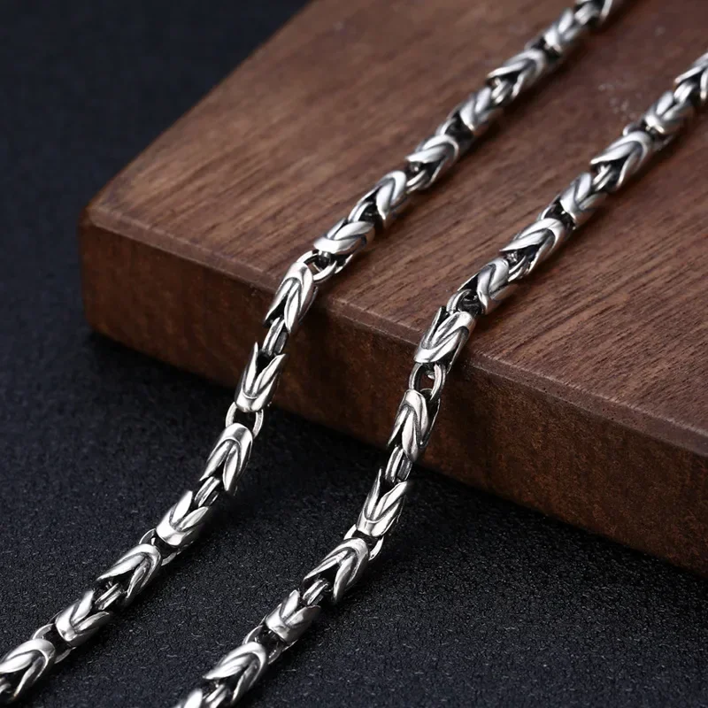 Nouveaux Colliers pour Homme en Argent Pur S925, Modèle 2025, Rétro, 6MM d'épaisseur, avec Mantra à Six Caractères, Tendance et Personnalisés