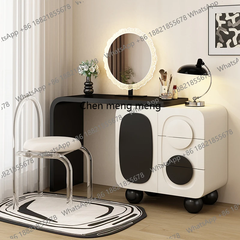 

Aesthetic Nordic Dressing Table Light Round Black Girls Dressing Table Bedroom White Espejos De Pared Para Dormitorio Furnitures