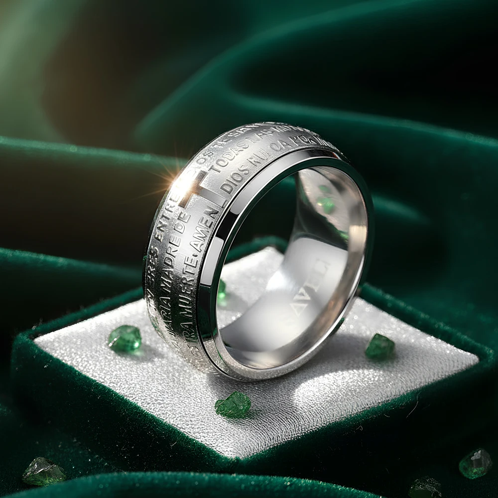 Beste Qualität 8mm Bibel Kreuz Eheringe für Frauen Trendy 316l Edelstahl Männer Schmuck Großhandel Massenartikel