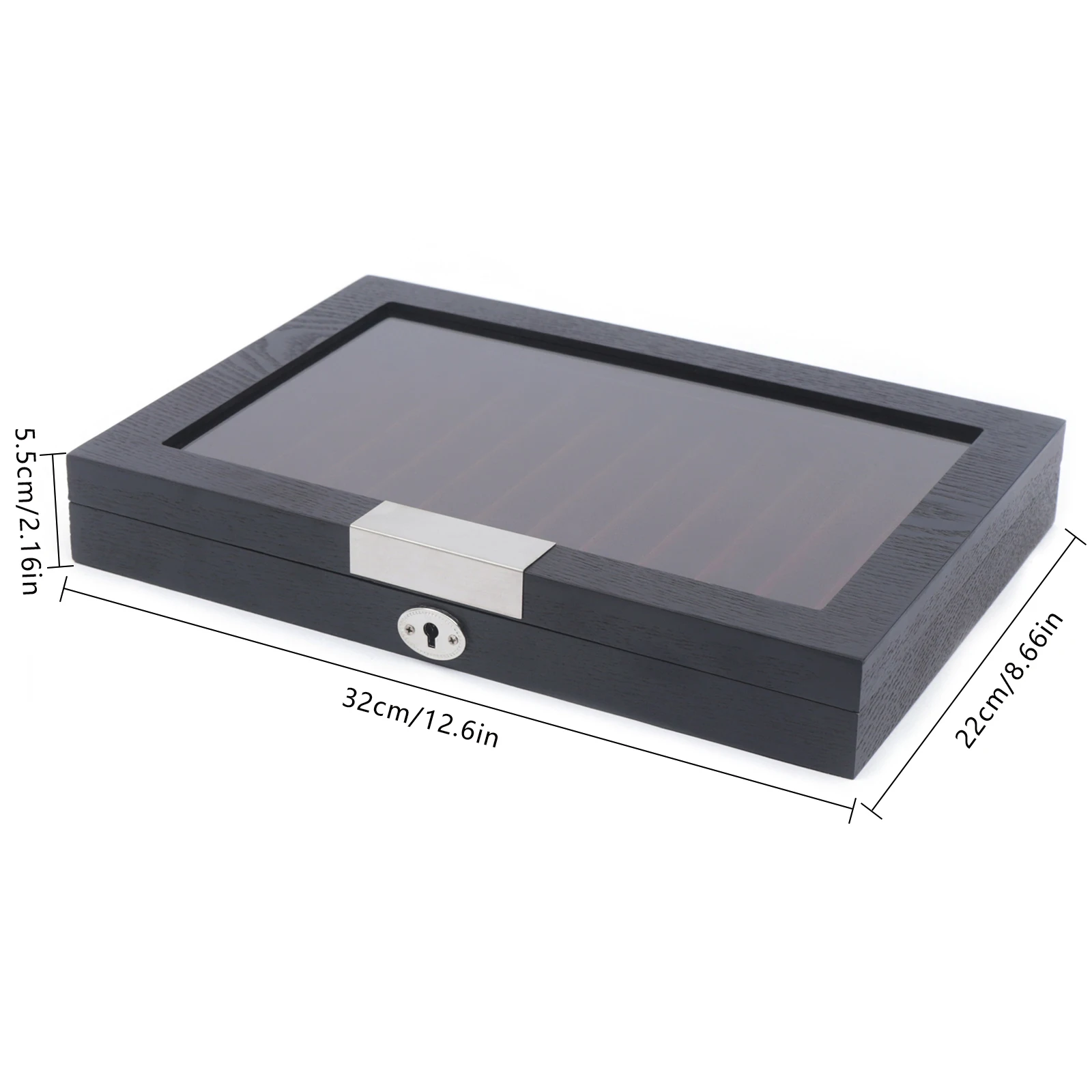 12-Slot Black Wooden Pen Display Box, Velvet Lined & Lockable—Clear Viewing Window, Ideal Gift for Pen Collectors