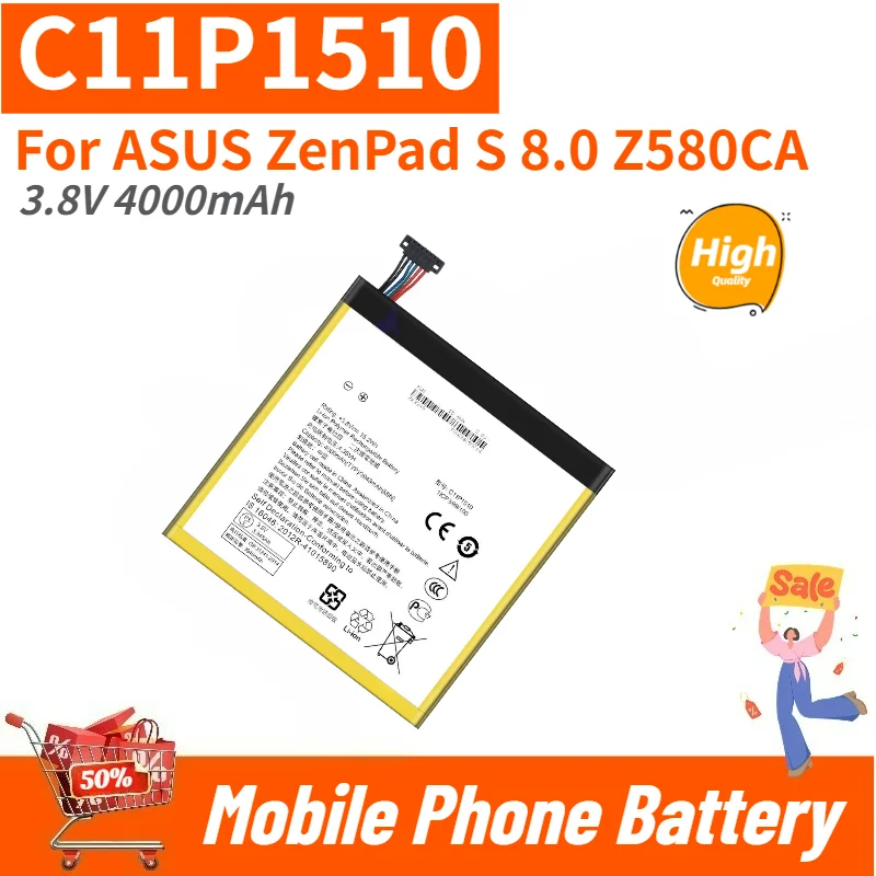 

High Quality C11P1510 Tablet Battery 3.8V 4000mAh For ASUS ZenPad S 8.0 Z580CA Brand New Replacement Battery