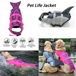 Chaleco salvavidas para perros y mascotas, ropa de collarín chaleco salvavidas, arnés para nadar, traje de baño de verano, tiburón sirena, envío directo