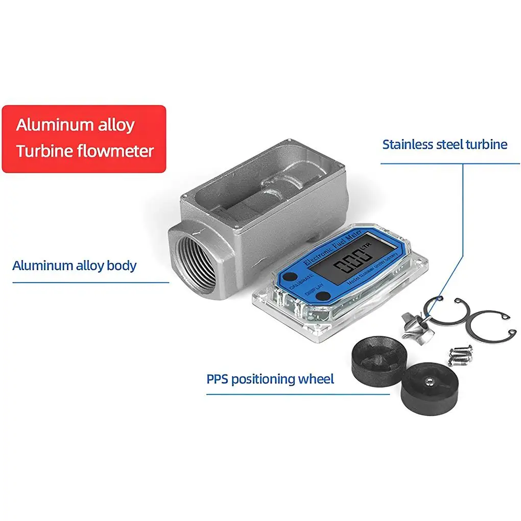 Electronic Fuel Flows Meter Adjustable Portable Tools Measuring Flowmeter Gauge LCD PCB Flows Indicator Sensor