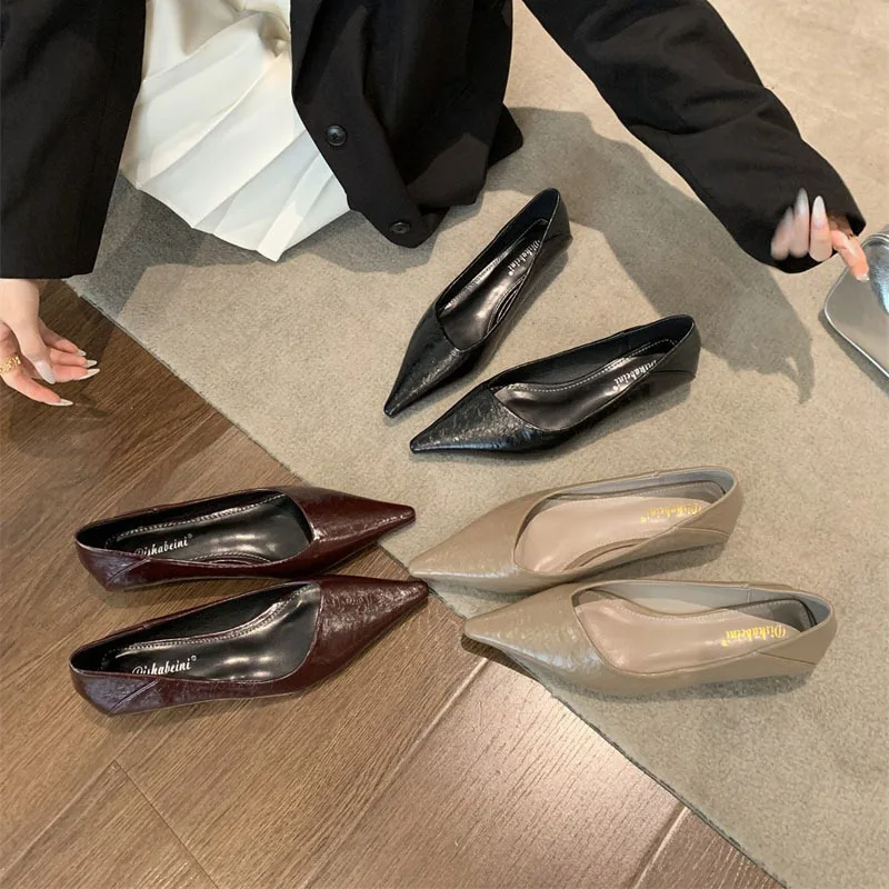 

Sheepskin Edition~Pointed French Women's Non tiring Feet Black Commuter Professional Shoes Soft soled Mary Jane Evening Shoes