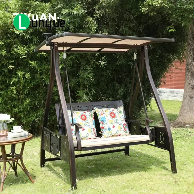 Double Sunshade Swing Chair Outdoor Hanging Garden Furniture Set High Quality Factory Wholesale for Patio Backyard Relaxation