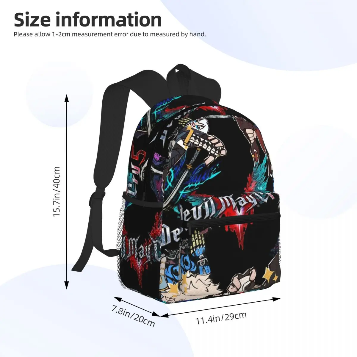 Devil May Cry Game Double Sided Print Student Backpack School Bag Hiking Travel Daypack for Men Women Bookbag Shoulder Bags