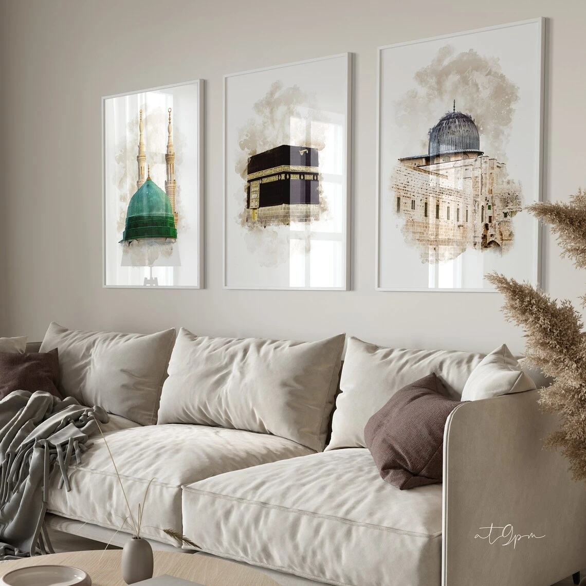 3pcs Modern  Islamic  Mosque Wall Art Print Canvas Painting Poster Picture For Living Room,Bedroom Home Decor image 3