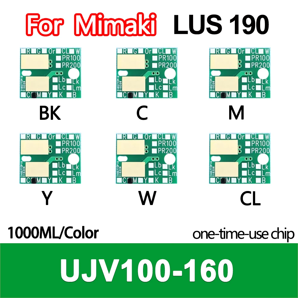 1000ML LUS 190 LUS190 Ink Chip for Mimaki UJV100-160 Ink Bottle disposable chip BK C M Y W CL