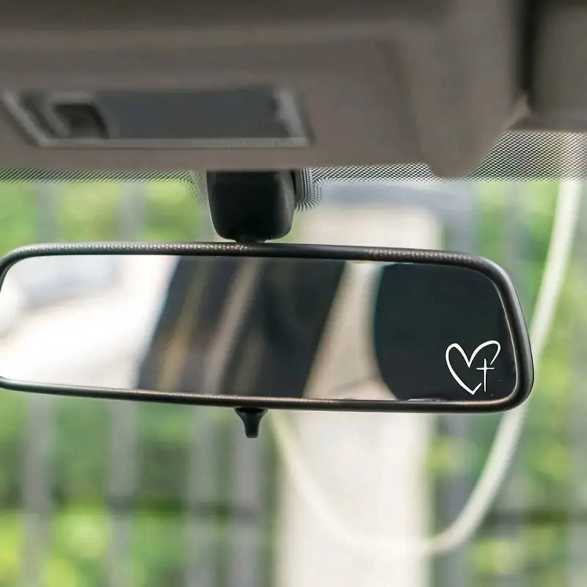 

2pcs Heart & Cross Design Mirror Sticker for Car Interior, Waterproof Decorative Decal