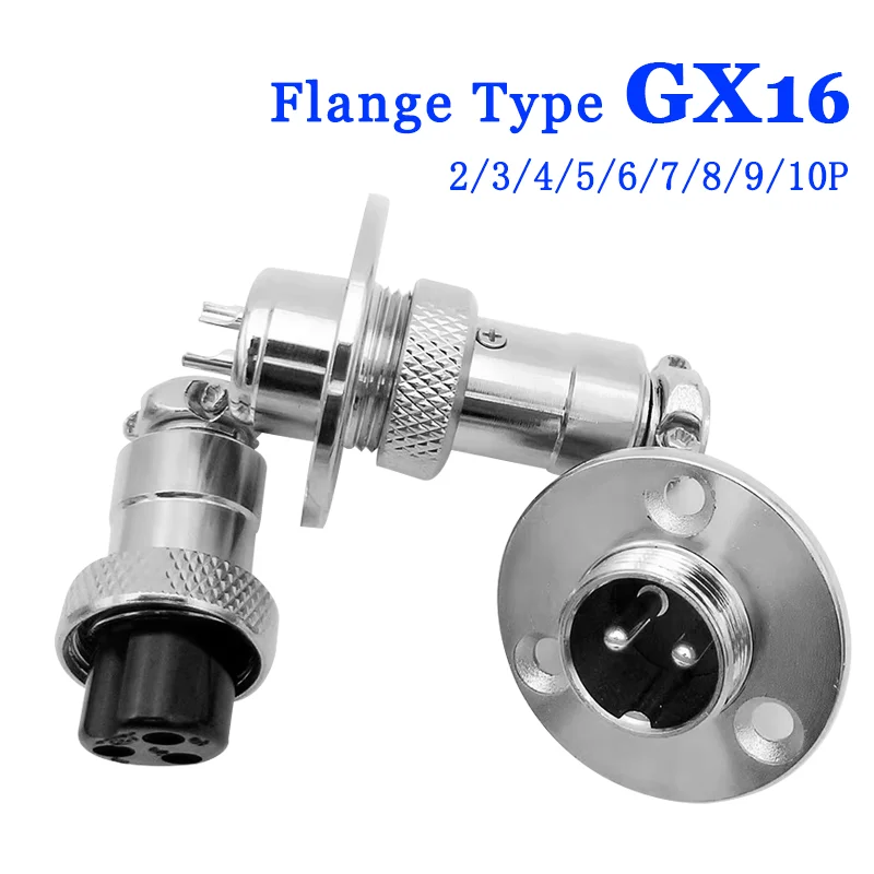 5pcs GX16 Connector Flange Mounting Aviation Plug Male Female 2 3 4 5 6 7 8 9 10Pin M16 Aviation Connector