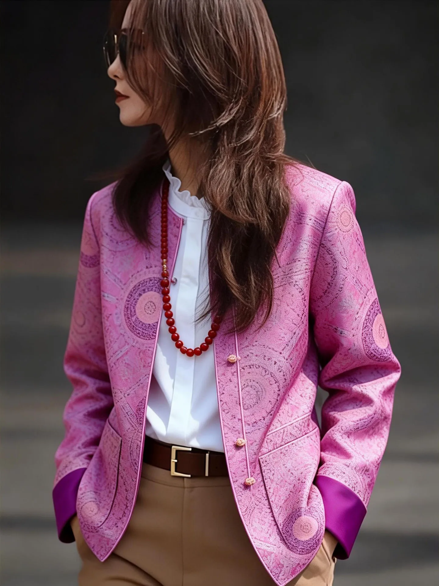 

Ele Purple Floral Print Jaet Women's New Chinese Sle Beautiful Spring 2026 Faion High-End Feel Unique Outerwear