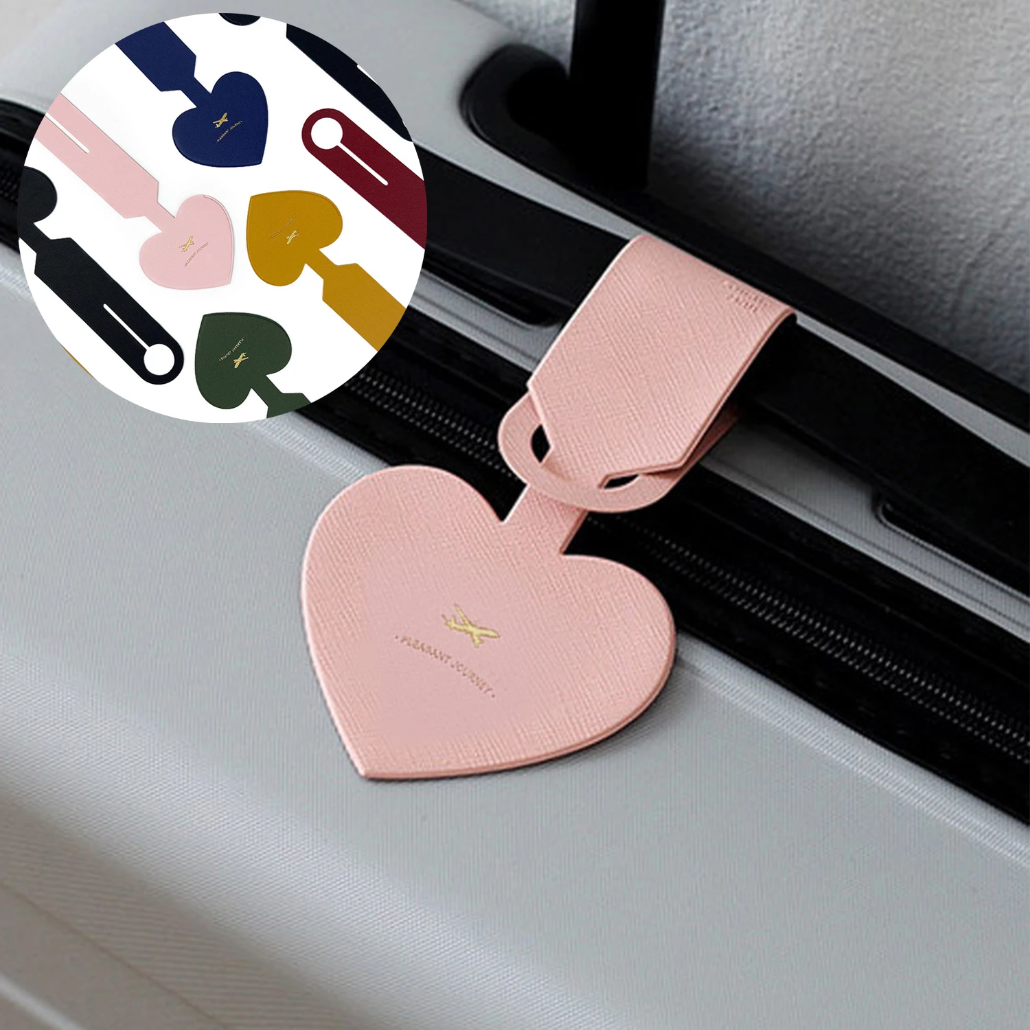 

Simple Heart Shape Leather Luggage Tag Women Travel Suitcase ID Address Holder Girls Baggage Tags Boarding Bag Portable Label