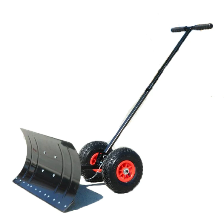 Two Wheels Adjustable Steel Snow Plow Removable Adjustable Handle Manual Snow Shovel With Wheels Multi Function