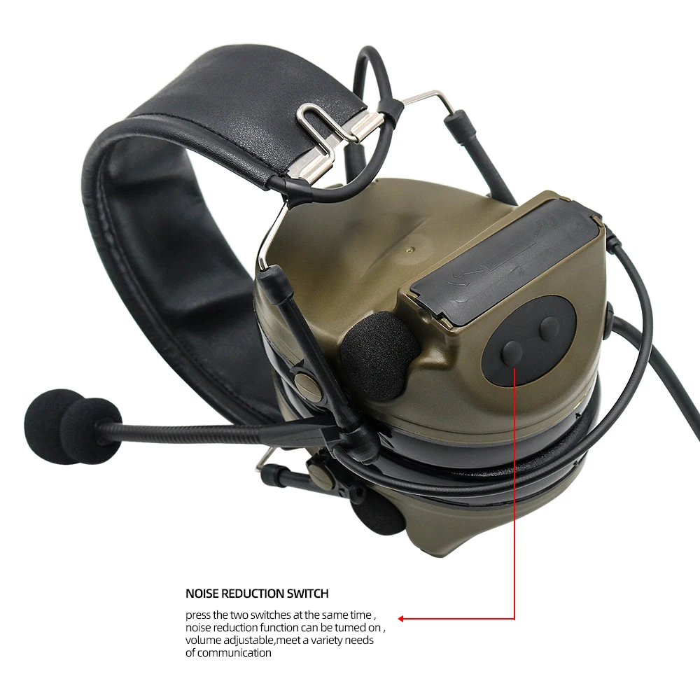 COMTAC Tactical Headset Elektronische Schutzhülle Ohrenschützer Airsoft Schießen Kopfhörer Gehörschutz COMTAC II Headset + U94 Ptt