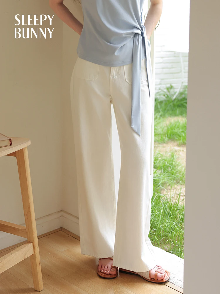 

High Waist White Jeans Women 2025 Summer Loose Fit Slimming Casual Straight Long Pants Petite Friendly Flowing Denim Trousers