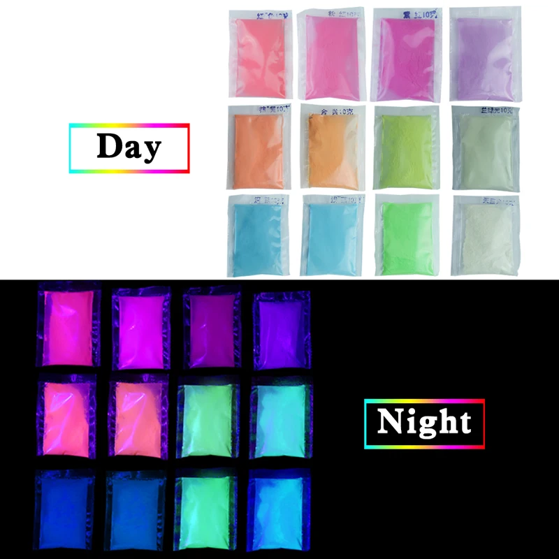 Luminous Paint Pigment Fluorescent Powder Glow in the Dark for Arts Crafts Party Nail Decoration 10g