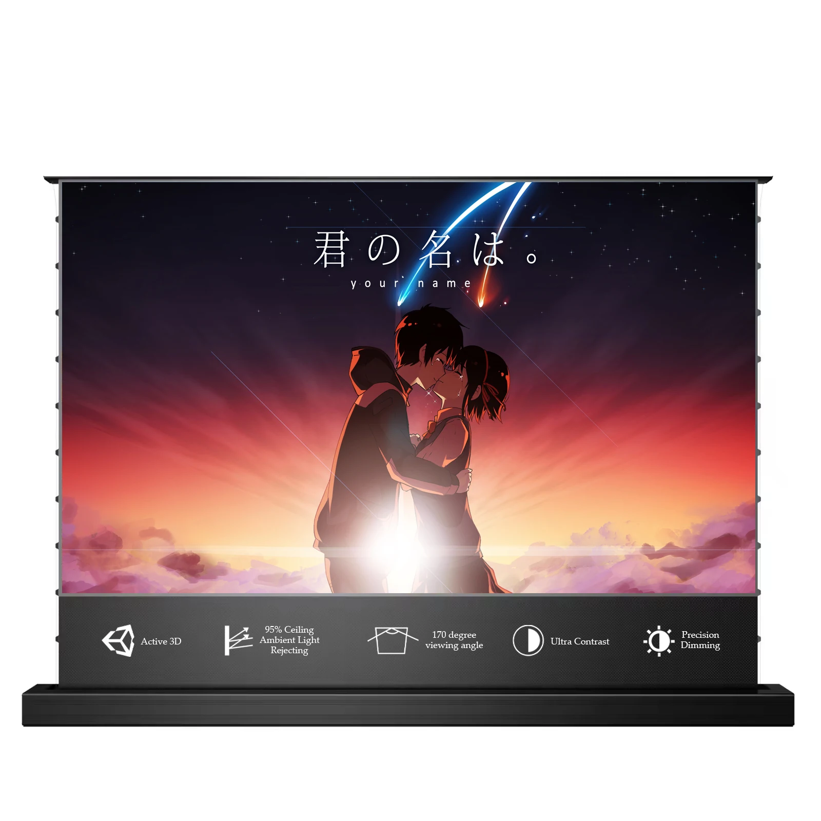 

2024 NEW alr projector screen 3d 4k Black diamond Motorized Floor Rising projector Screen home theater for long throw projector