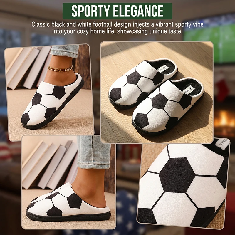 Football Women's Slippers House Autumn Winter Fashion Designer Woman Shoes Indoor Fuzzy Fur Slides Couple Soft Non-Slip Floor view 5