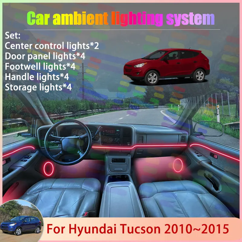 

For Hyundai Tucson 2010~2015 2011 LM MK2 2th ix35 2/18 in 1 Car Atmosphere Light Lamp RGB Shade Ensemble Streamer Atmosphere Set