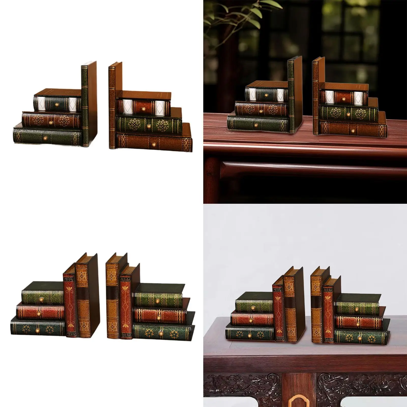 2 Stuks Nep Boek Ornament Boekensteunen Houten Met Opbergladen Boek Houders Boek Stoppers Voor Thuiskantoor Slaapkamer Desktop Decor